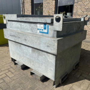 Shipping container Kiwa IBC Steenbergen 750 liter IBC Dieseltank Milieutank gegalvansieerd met handpomp